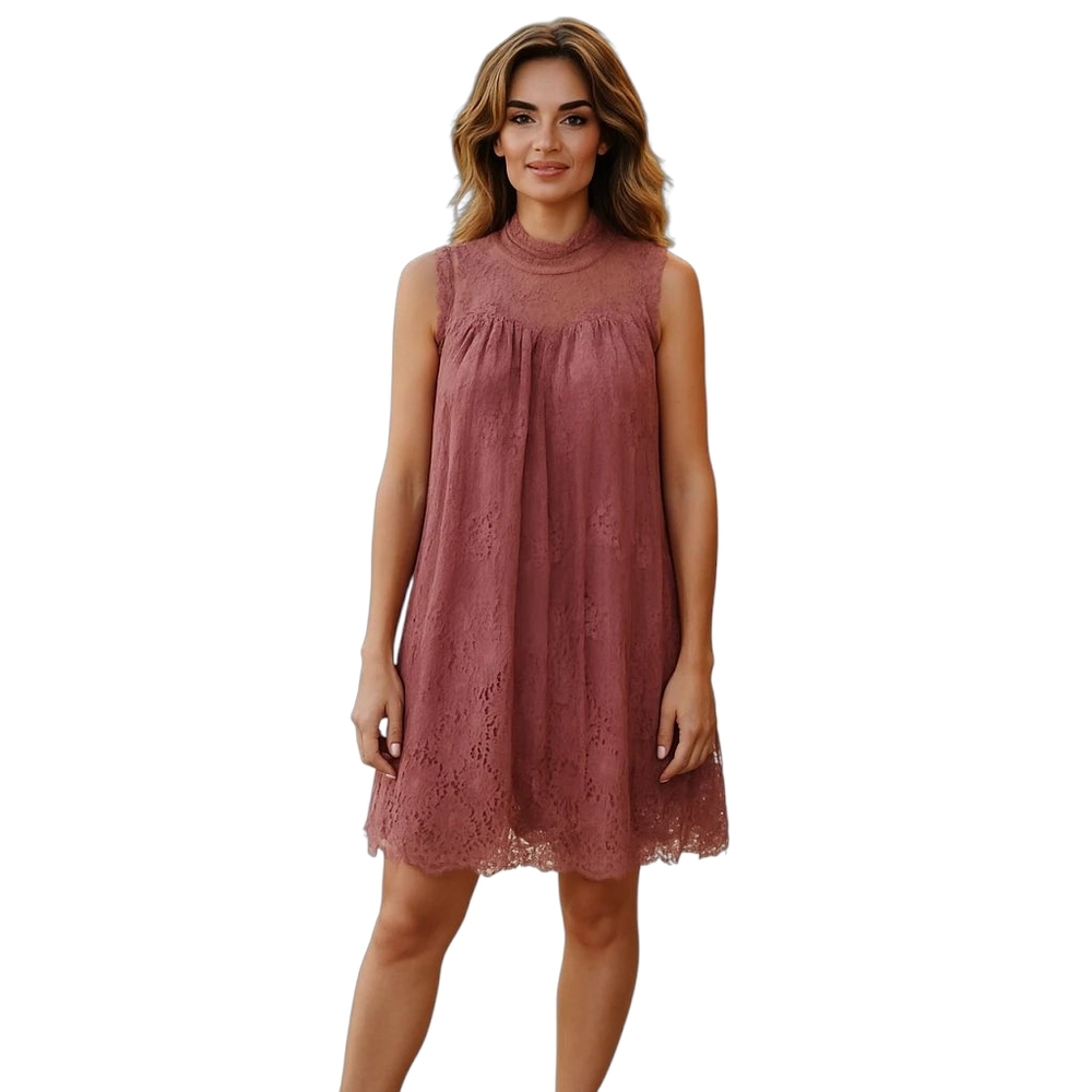 No Boundaries Dress Womens 3XL Lace Overlay Mauve Midi Summer Wedding